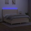 vidaXL Posteľ boxsping s matracom a LED krémová 180x200 cm látka