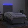 vidaXL Posteľ boxsping s matracom a LED bledosivá 90x190 cm látka
