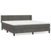 vidaXL Posteľný rám boxspring s matracom tmavosivý 160x200 cm zamat