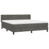 vidaXL Posteľný rám boxspring s matracom tmavosivý 160x200 cm zamat