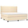 vidaXL Posteľný rám boxspring s matracom krémový 160x200 cm látka