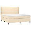 vidaXL Posteľný rám boxspring s matracom krémový 160x200 cm látka