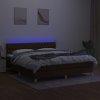 vidaXL Posteľ boxsping s matracom a LED tmavohnedá 160x200 cm látka
