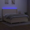 vidaXL Posteľ boxsping s matracom a LED krémová 180x200 cm látka