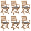 vidaXL Skladacie záhradné stoličky s podložkami 6 ks akáciový masív