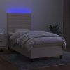 vidaXL Posteľ boxsping s matracom a LED krémová 90x190 cm látka