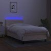 vidaXL Posteľ boxsping s matracom a LED krémová 90x190 cm látka