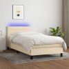 vidaXL Posteľ boxsping s matracom a LED krémová 90x190 cm látka