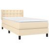 vidaXL Posteľný rám boxspring s matracom krémový 90x190 cm látka