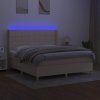 vidaXL Posteľ boxsping s matracom a LED krémová 160x200 cm látka