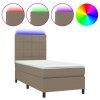 vidaXL Posteľ boxsping s matracom a LED sivohnedá 90x200 cm látka