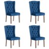 vidaXL Jedálenské stoličky 4 ks modré zamatové