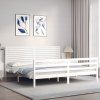 vidaXL Posteľný rám s čelom biely 200x200 cm masívne drevo