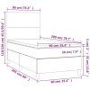 vidaXL Posteľný rám boxsping matrac a LED tmavozelený 90x200 cm zamat