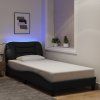 vidaXL Posteľ s LED bez matraca Čierna 90x200 cm Látka