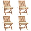 vidaXL Skladacie záhradné stoličky s podložkami 4 ks tíkový masív