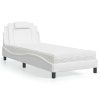 vidaXL Posteľ s matracom biela 90x200 cm umelá koža