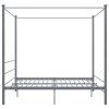 vidaXL Posteľný rám s baldachýnom sivý kov 200x200 cm