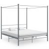 vidaXL Posteľný rám s baldachýnom sivý kov 200x200 cm