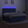 vidaXL Posteľ boxsping s matracom a LED modrá 160x200 cm látka