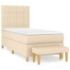 vidaXL Posteľný rám boxspring s matracom krémový 90x190 cm látka