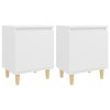 vidaXL Nočné stolíky 2 ks nohy z masívneho dreva biele 40x30x50 cm