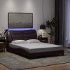 vidaXL Posteľ s LED bez matraca tmavohnedá 140x200 cm látka
