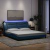 vidaXL Posteľ s LED bez matraca modrý 180x200 cm látka