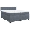 vidaXL Posteľný rám boxspring s matracom tmavosivý 200x200 cm zamat