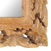 vidaXL Ručne vyrezávané zrkadlo hnedé 80x50 cm masívne mangovníkové drevo