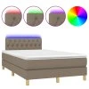 vidaXL Posteľ boxsping s matracom a LED sivohnedá 120x200 cm látka