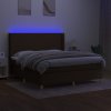 vidaXL Posteľ boxsping s matracom a LED tmavohnedá 160x200 cm látka