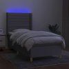 vidaXL Posteľ boxsping s matracom a LED bledosivá 90x200 cm látka
