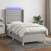 vidaXL Posteľ boxsping s matracom a LED bledosivá 90x200 cm látka