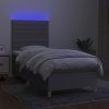 vidaXL Posteľ boxsping s matracom a LED bledosivá 90x200 cm látka