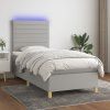 vidaXL Posteľ boxsping s matracom a LED bledosivá 90x200 cm látka