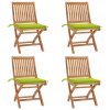 vidaXL Skladacie záhradné stoličky s podložkami 4 ks tíkový masív