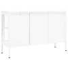 vidaXL Komoda biela 105x35x70 cm oceľ a sklo
