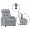 vidaXL Zdvíhacie masážne kreslo bledosivé látka