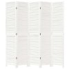 vidaXL Paraván 5 panelov biely masívne drevo paulovnie