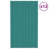 vidaXL Strešné panely 12 ks pozinkovaná oceľ zelené 80x45 cm