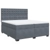 vidaXL Posteľný rám boxspring s matracom tmavosivý 200x200 cm zamat