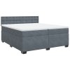vidaXL Posteľný rám boxspring s matracom tmavosivý 200x200 cm zamat