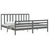 vidaXL Posteľný rám s čelom sivý 200x200 cm masívne drevo