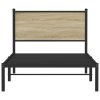 vidaXL Kovový posteľný rám bez matraca dub sonoma 107x203 cm