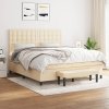 vidaXL Posteľný rám boxspring s matracom krémový 180x200 cm látka