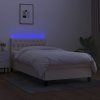 vidaXL Posteľ boxsping s matracom a LED krémová 90x190 cm látka