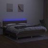 vidaXL Posteľ boxsping s matracom a LED sivohnedá 180x200 cm látka