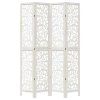 vidaXL Paraván 4 panely biely masívne drevo paulovnie