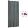 vidaXL Strešné panely 36 ks pozinkovaná oceľ antracitové 80x36 cm
